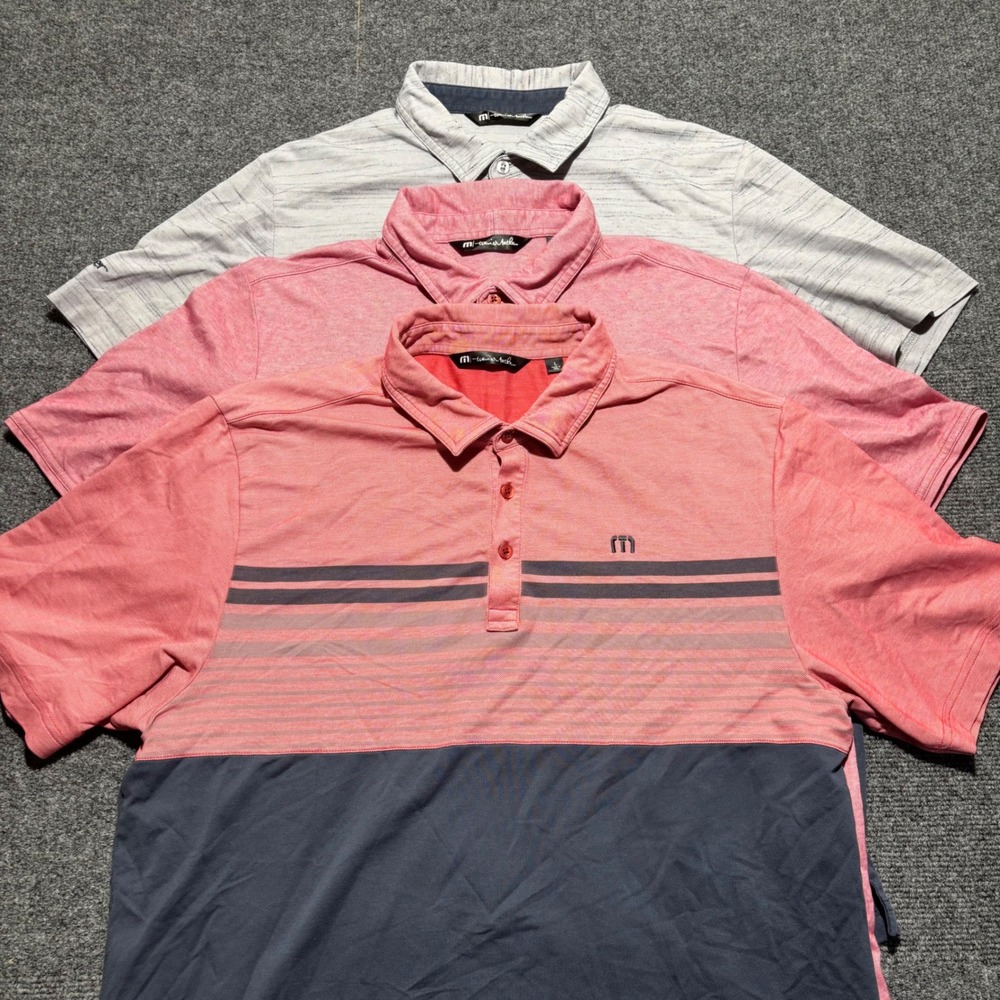 TravisMathew Mens Polo Shirt Bundle Size Large Lot of 3 Golf Casual Performance